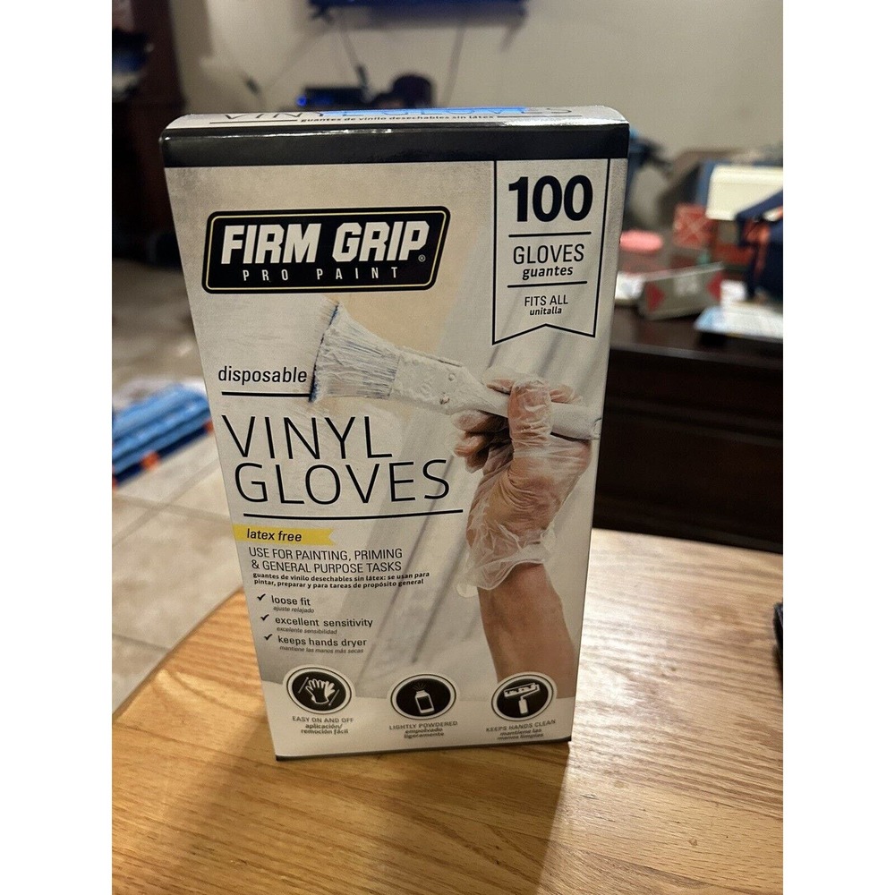 FIRM GRIP Pro Paint Disposable Vinyl Gloves ( 100 gloves ) Latex Free 13690 Glov